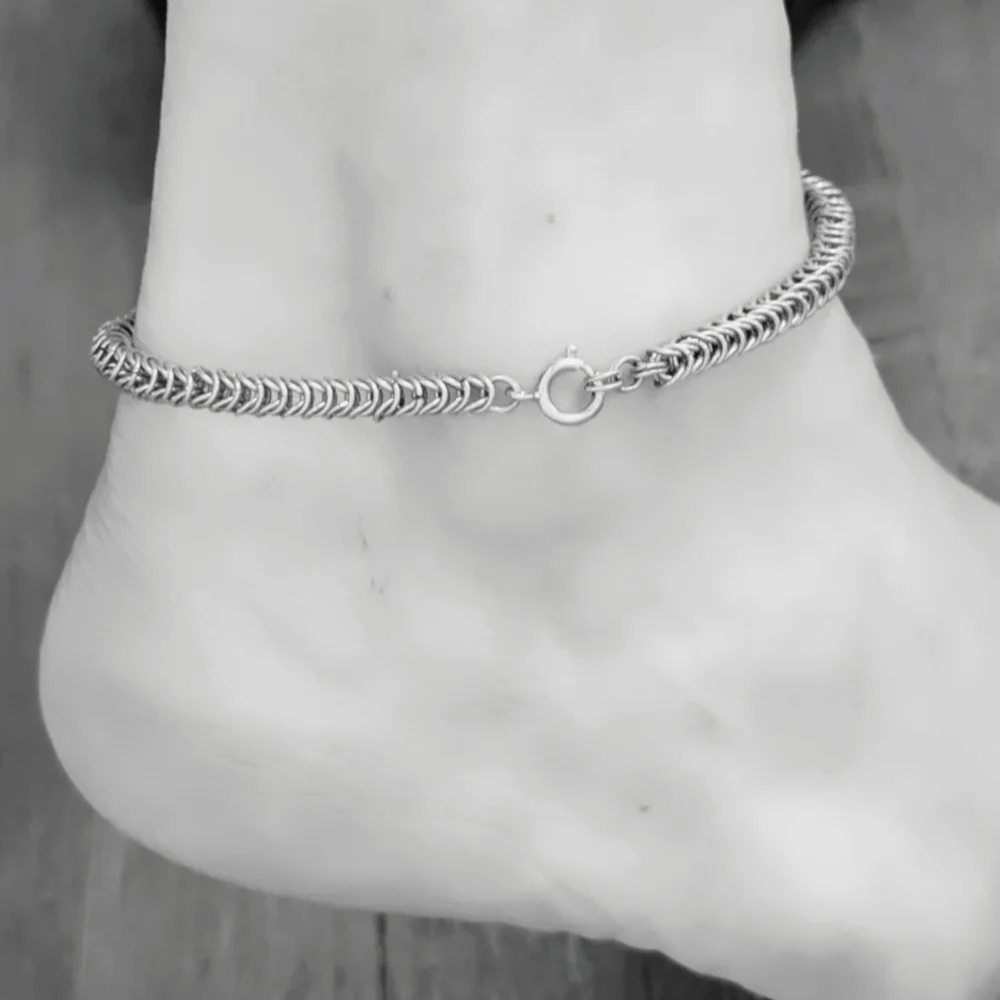 Vintage Sterling Silver Chainmaille Box Chain Unisex Bracelet/Ankle Bracelet - Picture 7 of 8